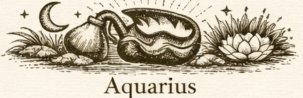 Aquarius plant horoscope illustration – creative, unconventional, visionary botanical symbol