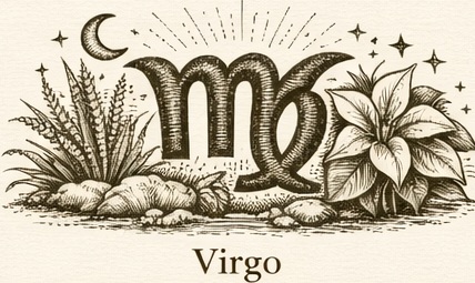 Virgo plant horoscope illustration – organized, calm, precise botanical symbol