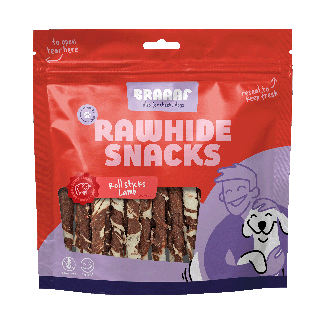 Braaaf Rawhide Roll Sticks Lam & Vis - 25 st.