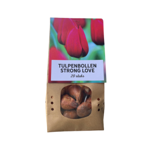 Strong Love - Tulpenbollen 20 stuks, diepe, roodroze bloemen en robuuste stelen, bloembollen, cadeautip