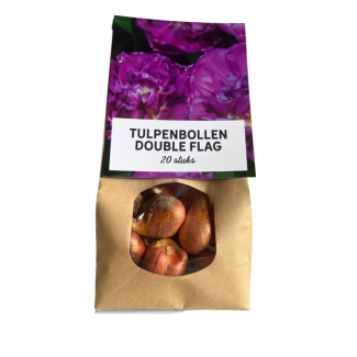 Het Nederlandse Cadeau:  20  Tulpenbollen Double flag, bloembollen, lavendel paarse kleur, vroegbloeiend