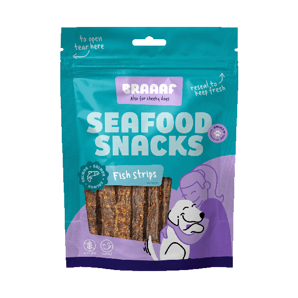 Braaaf Seafood Zalm Visstrips - 12 cm