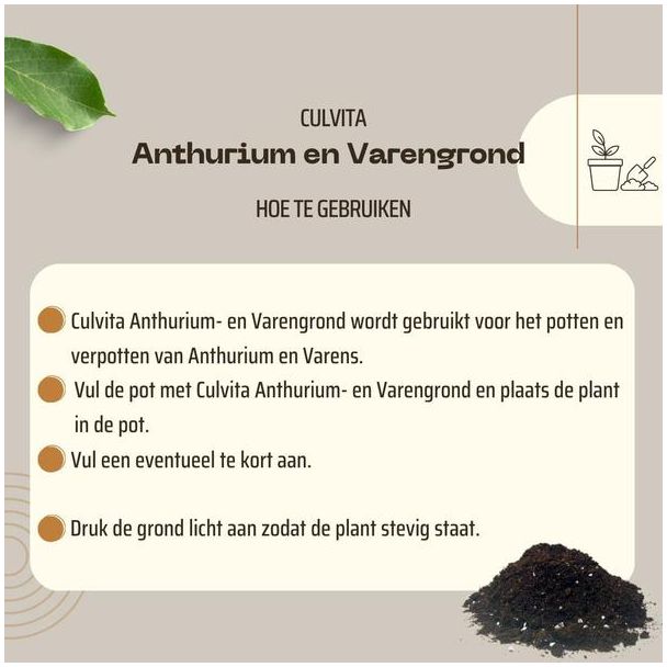 Culvita - Anthurium en Varengrond 5 liter - potgrond geschikt voor Anthurium en Varens