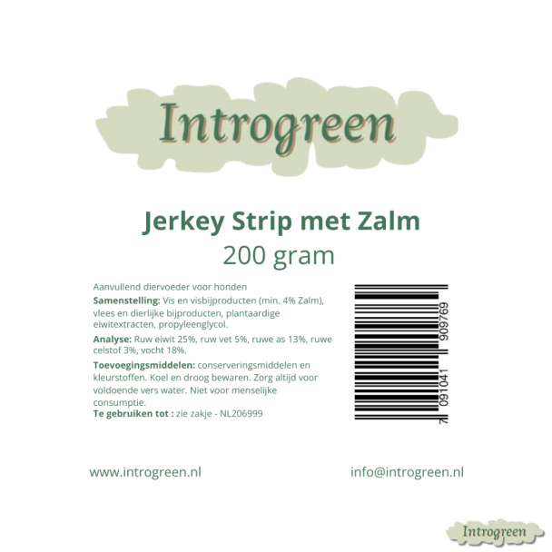 Ingrediënten Jerkey Strip met Zalm voor honden