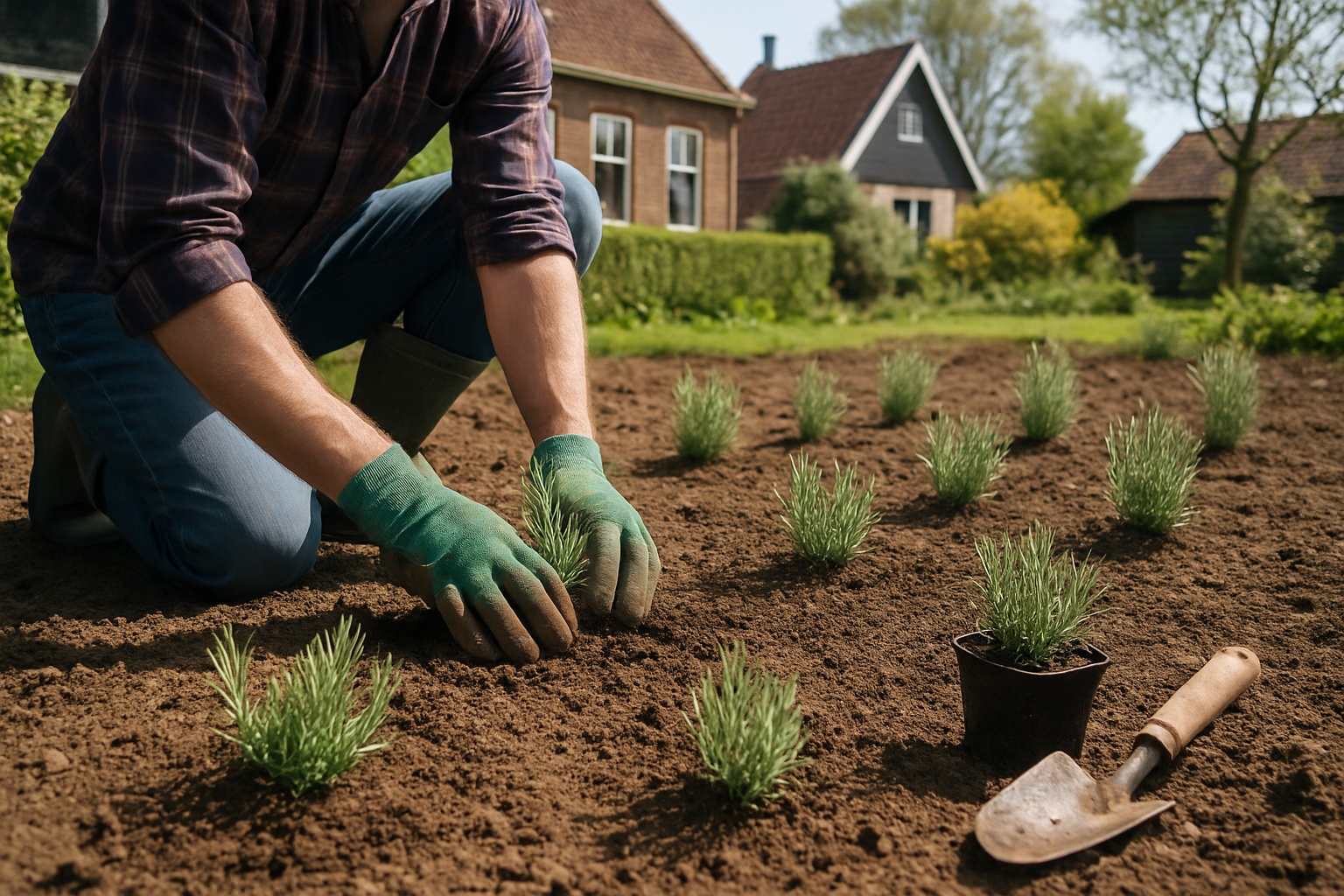 Lavendel planten in de tuin