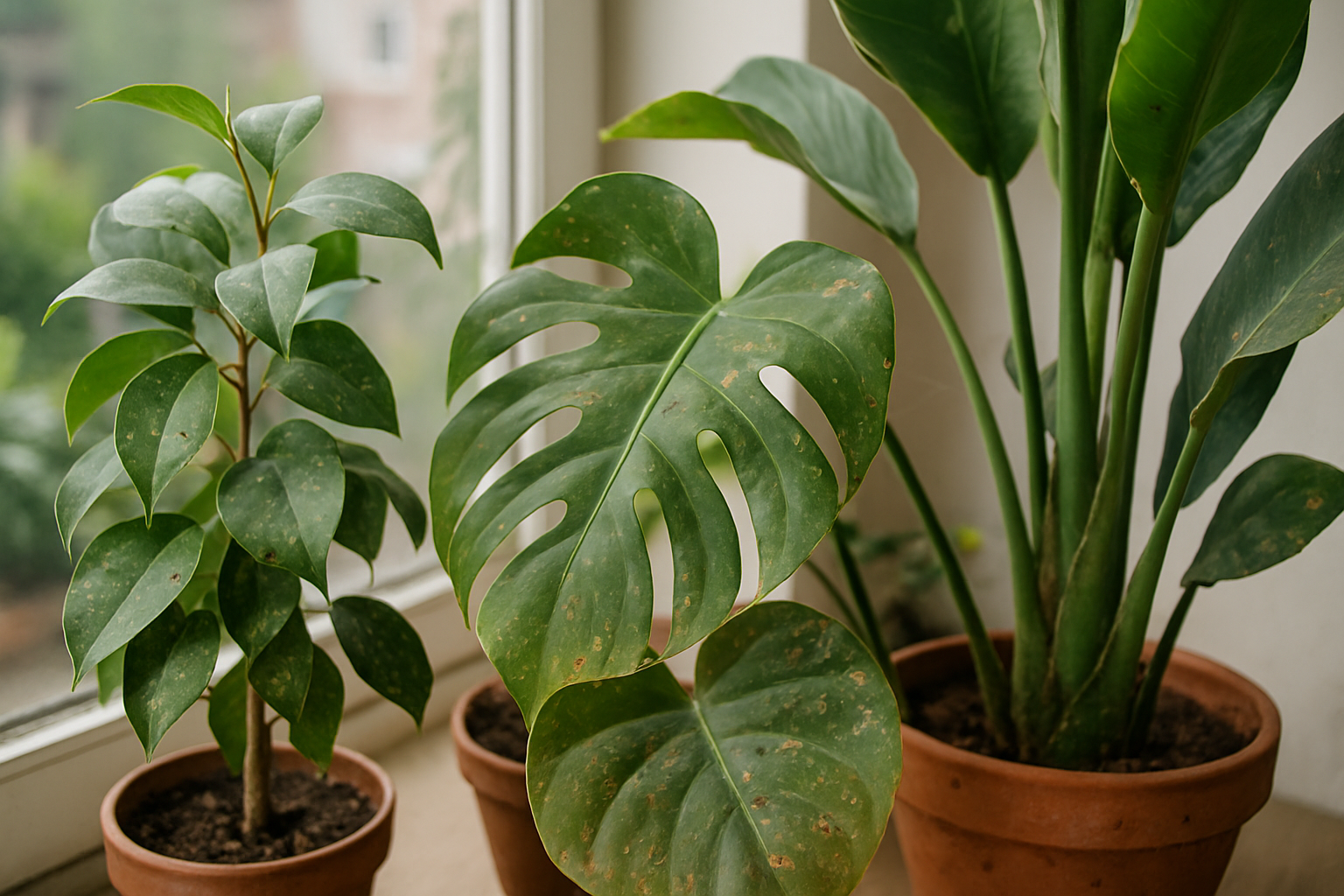 Voorbeelden van plagen bij kamerplanten