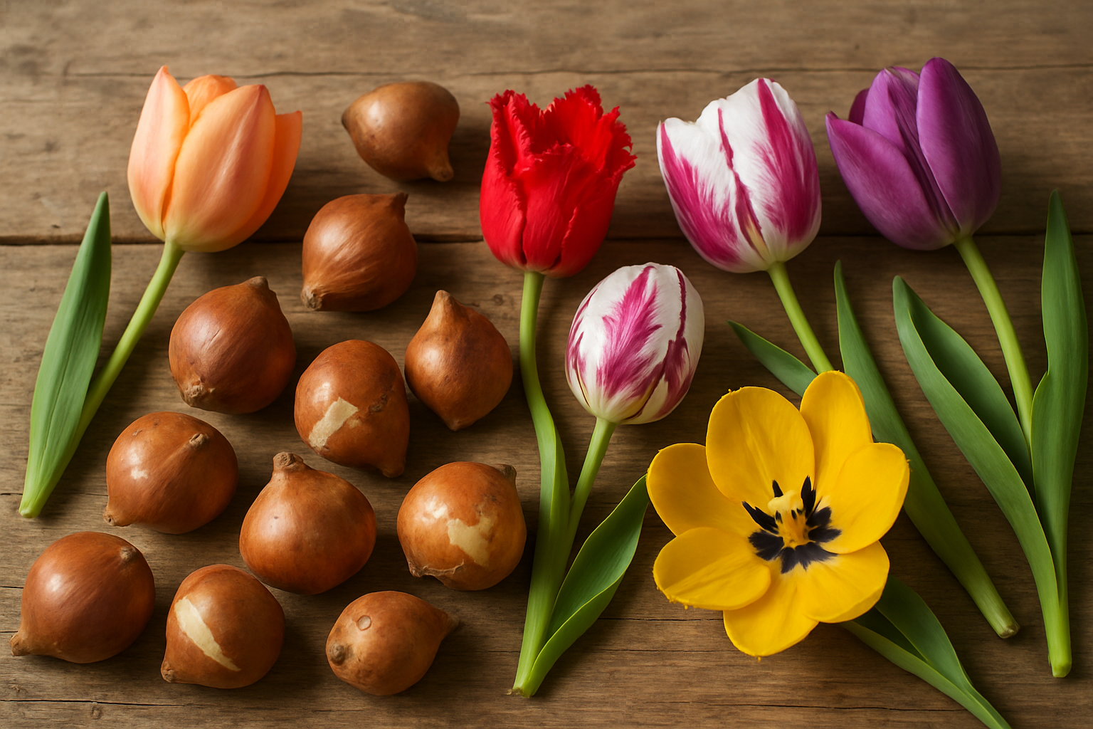 Soorten en kleuren tulpenbollen